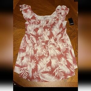 Torrid Coral  Top with Leaf Print